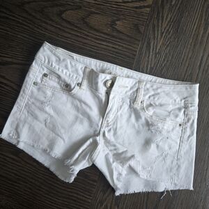 PacSun White Frayed Denim Shorts